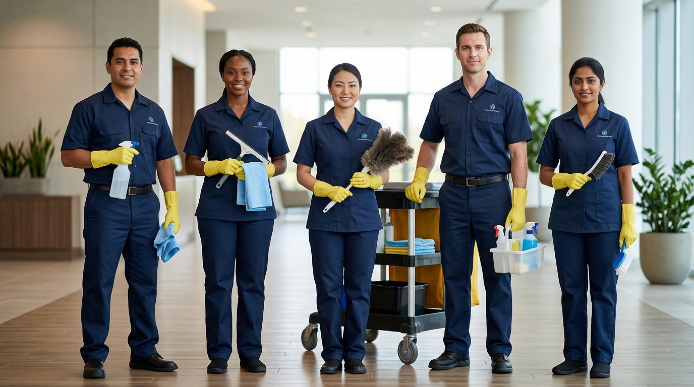 Equipe de limpeza EB Clean em ação